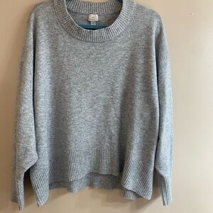 A New Day Gray Women's Crew Neck Hi-Lo Cropped Sweater